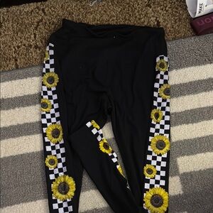 Black and Yellow Checkered Sporty Leggings